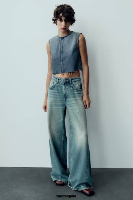 Zara облекло 66FT503 Жени ниска талия със супер широки крачоли trf дънки син