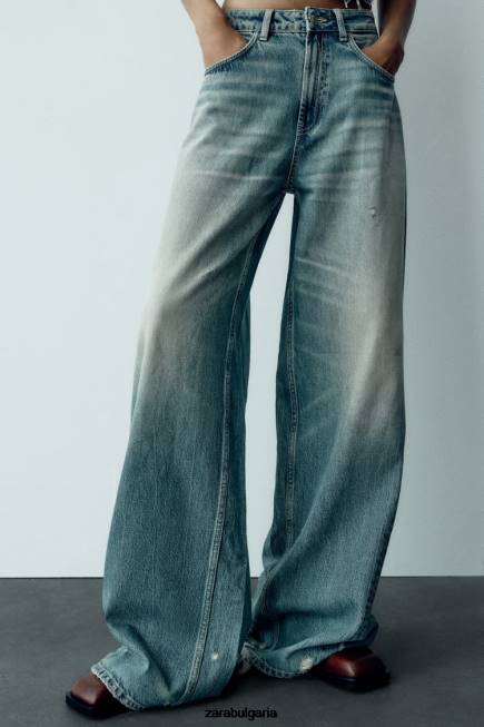 Zara облекло 66FT503 Жени ниска талия със супер широки крачоли trf дънки син