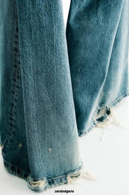 Zara облекло 66FT503 Жени ниска талия със супер широки крачоли trf дънки син