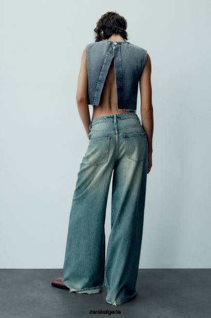 Zara облекло 66FT503 Жени ниска талия със супер широки крачоли trf дънки син