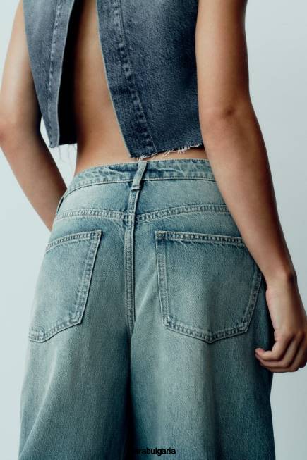 Zara облекло 66FT503 Жени ниска талия със супер широки крачоли trf дънки син