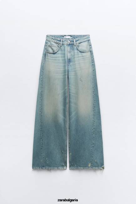 Zara облекло 66FT503 Жени ниска талия със супер широки крачоли trf дънки син