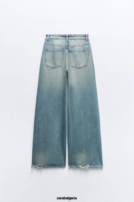 Zara облекло 66FT503 Жени ниска талия със супер широки крачоли trf дънки син