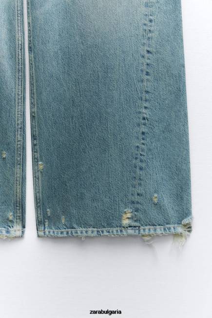 Zara облекло 66FT503 Жени ниска талия със супер широки крачоли trf дънки син