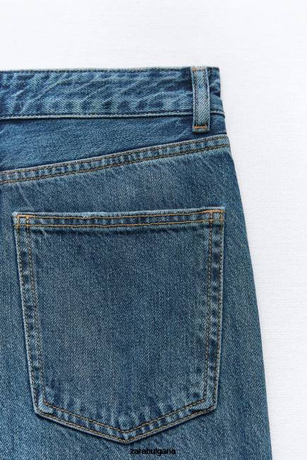 Zara облекло 66FT504 Жени trf широки дънки с висока талия тъмносин