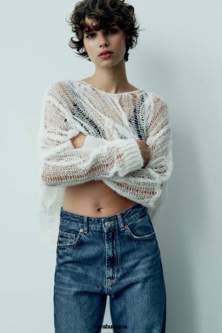 Zara облекло 66FT504 Жени trf широки дънки с висока талия тъмносин