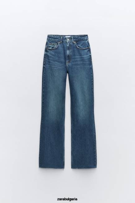 Zara облекло 66FT504 Жени trf широки дънки с висока талия тъмносин