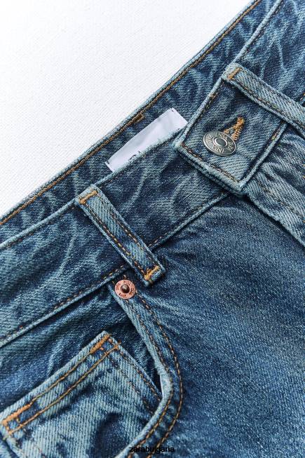 Zara облекло 66FT504 Жени trf широки дънки с висока талия тъмносин