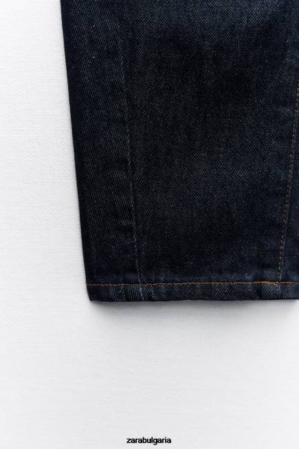 Zara облекло 66FT506 Жени z1975 дънки с колан с висока талия paperbag син