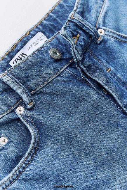 Zara облекло 66FT507 Жени z1975 дълги дънки с висока талия и широки крачоли син