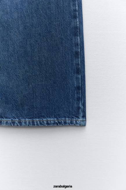 Zara облекло 66FT507 Жени z1975 дълги дънки с висока талия и широки крачоли син