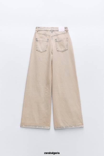 Zara облекло 66FT508 Жени z1975 пребоядисани дънки палацо розово