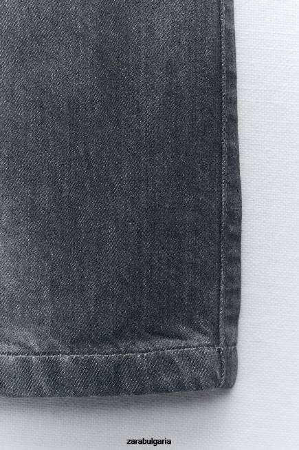 Zara облекло 66FT509 Жени z1975 високи дънки с права кройка металик сиво