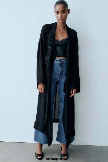 Zara облекло 66FT512 Жени zw морски прави дънки с висока талия син