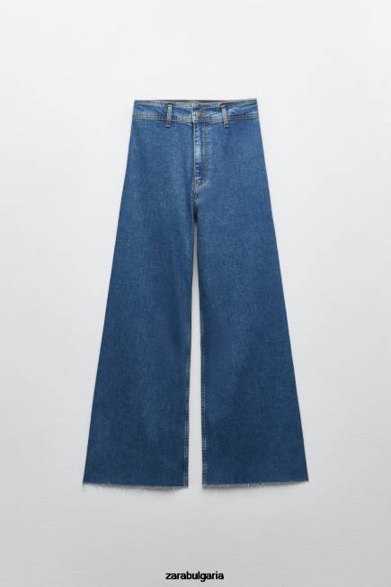 Zara облекло 66FT512 Жени zw морски прави дънки с висока талия син