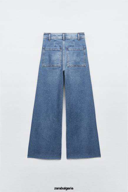 Zara облекло 66FT513 Жени zw морски прави дънки с висока талия светло синьо