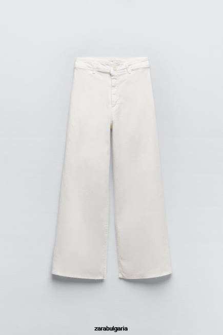 Zara облекло 66FT514 Жени zw морски прави дънки с висока талия екрю