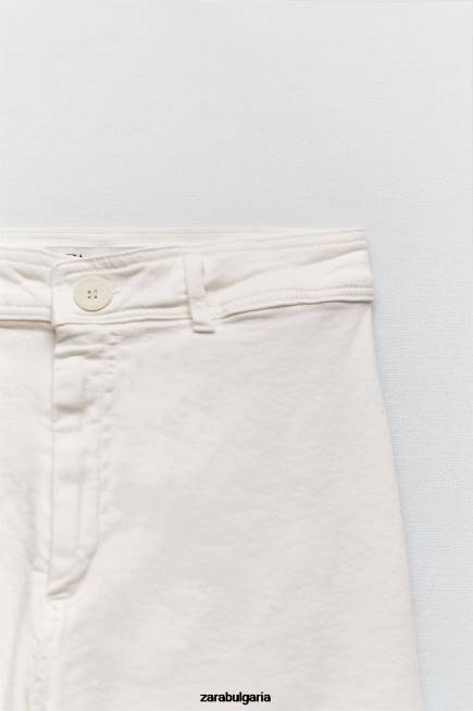 Zara облекло 66FT514 Жени zw морски прави дънки с висока талия екрю