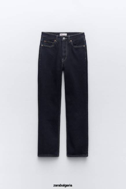 Zara облекло 66FT524 Жени trf високи дънки за печка тъмно индиго