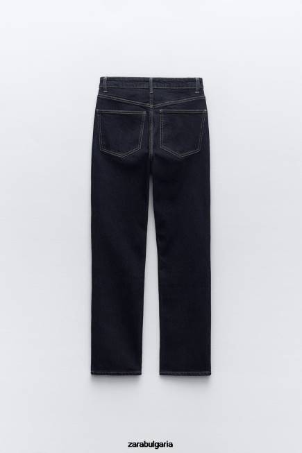 Zara облекло 66FT524 Жени trf високи дънки за печка тъмно индиго