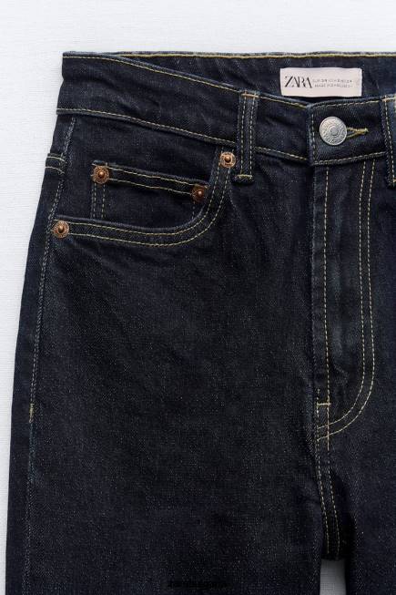 Zara облекло 66FT524 Жени trf високи дънки за печка тъмно индиго