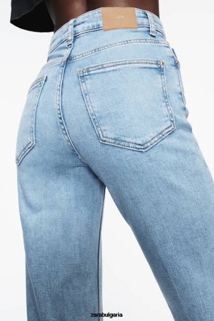Zara облекло 66FT869 Жени разклешени дънки с висока талия z1975 светло синьо