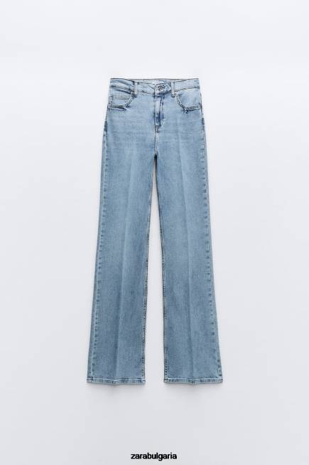 Zara облекло 66FT869 Жени разклешени дънки с висока талия z1975 светло синьо