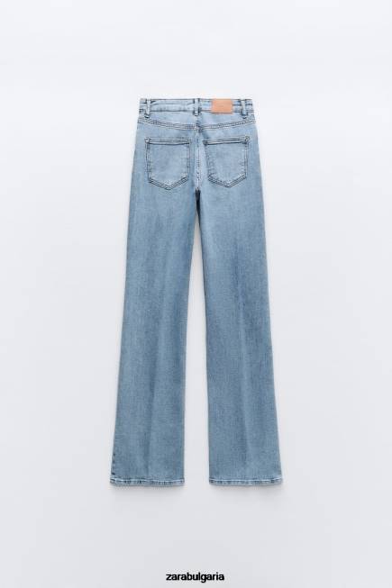 Zara облекло 66FT869 Жени разклешени дънки с висока талия z1975 светло синьо