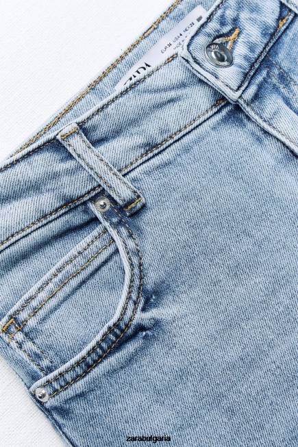 Zara облекло 66FT869 Жени разклешени дънки с висока талия z1975 светло синьо