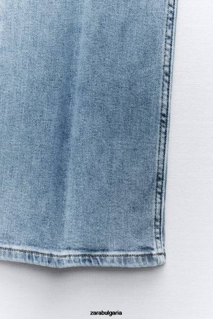 Zara облекло 66FT869 Жени разклешени дънки с висока талия z1975 светло синьо