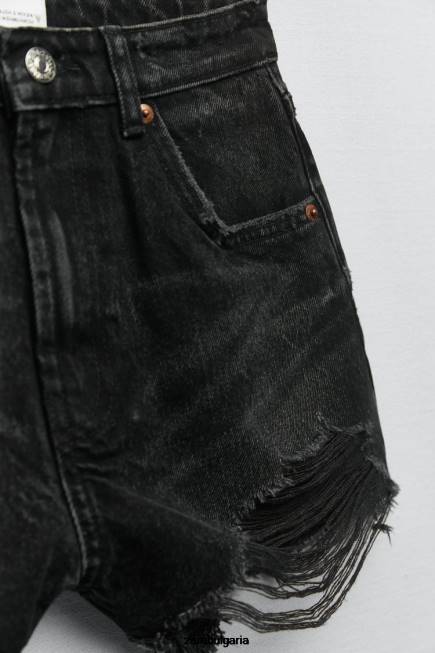 Zara облекло 66FT526 Жени trf извити шорти с висока талия черен