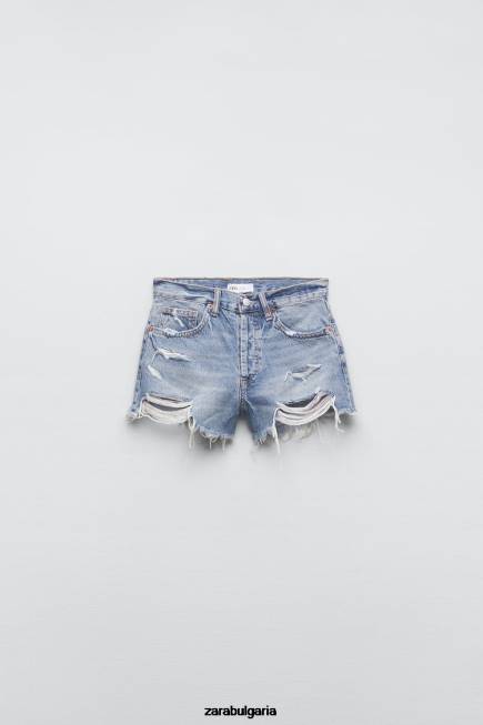 Zara облекло 66FT531 Жени trf дънкови шорти със средна височина син