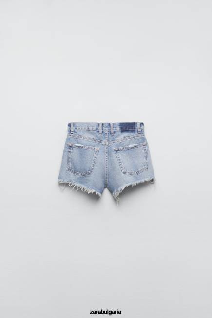 Zara облекло 66FT531 Жени trf дънкови шорти със средна височина син