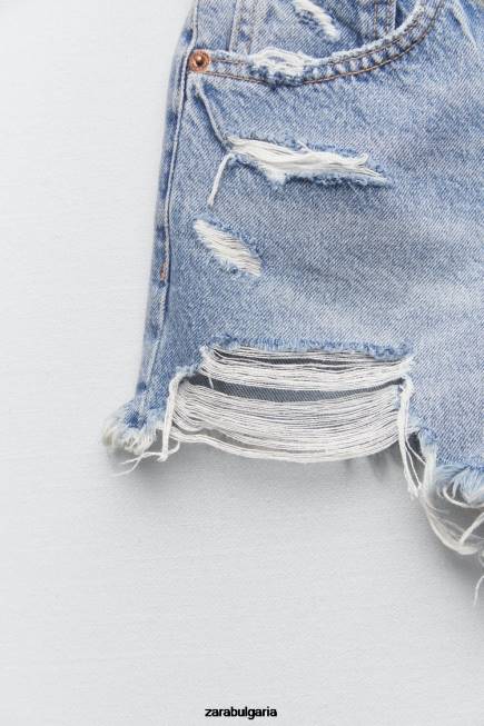 Zara облекло 66FT531 Жени trf дънкови шорти със средна височина син