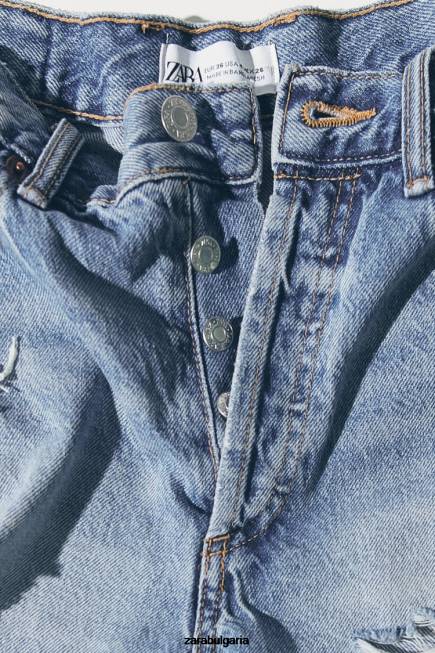 Zara облекло 66FT531 Жени trf дънкови шорти със средна височина син