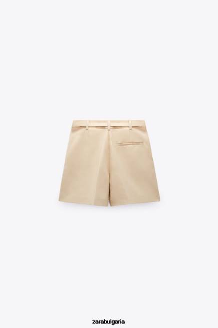 Zara облекло 66FT532 Жени двулицеви шорти с колан тъмнокафяво