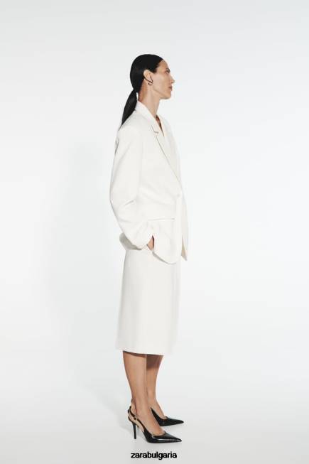 Zara облекло 66FT535 Жени плисирани бермуди бяла стрида