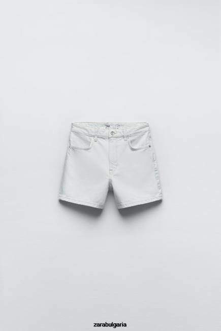 Zara облекло 66FT538 Жени дънкови шорти с висока талия z1975 светло синьо
