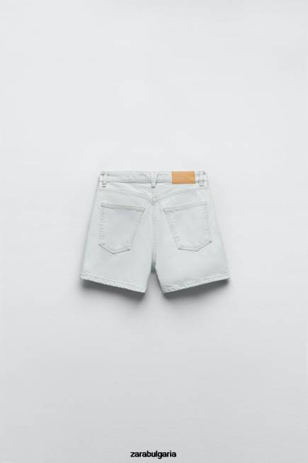 Zara облекло 66FT538 Жени дънкови шорти с висока талия z1975 светло синьо