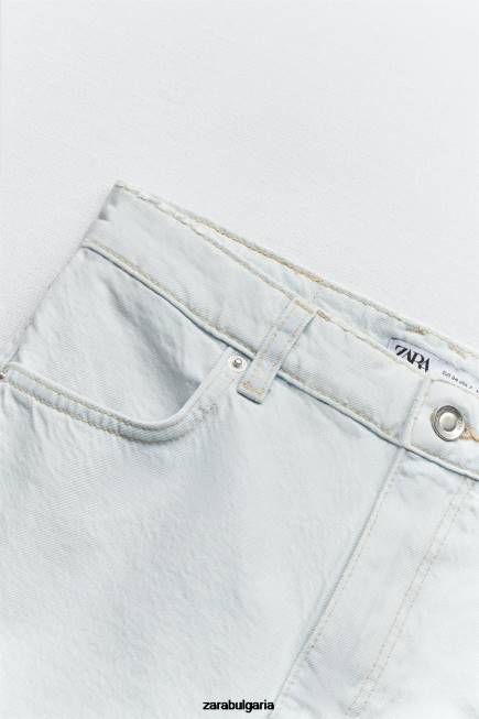 Zara облекло 66FT538 Жени дънкови шорти с висока талия z1975 светло синьо