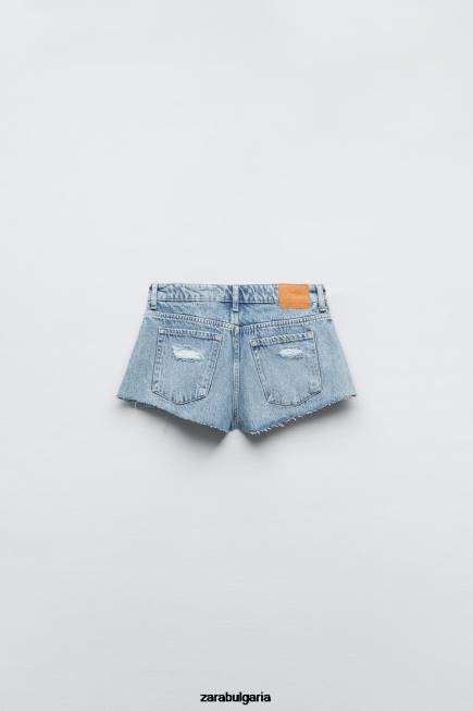 Zara облекло 66FT549 Жени z1975 разкъсани мини дънкови шорти средно синьо