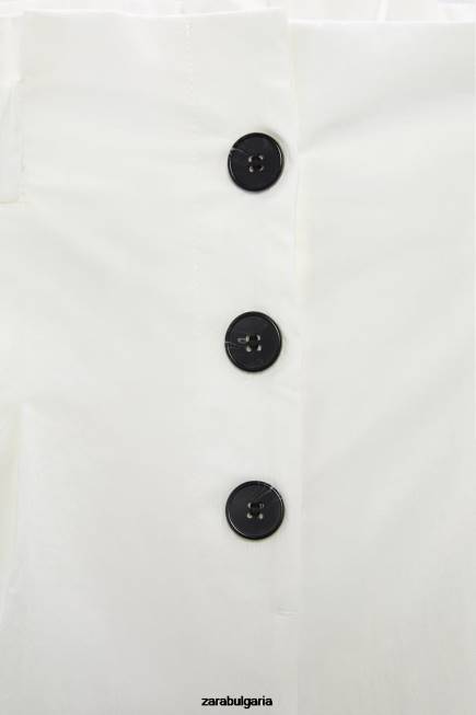 Zara облекло 66FT566 Жени къси панталони с обърнат подгъв бяло