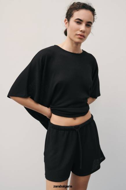 Zara облекло 66FT606 Жени плетени шорти черен