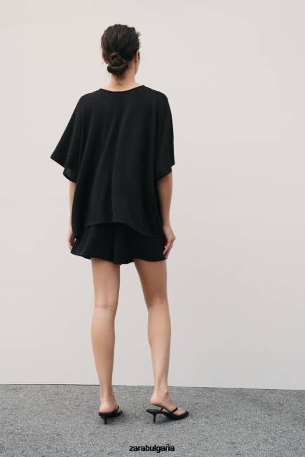 Zara облекло 66FT606 Жени плетени шорти черен
