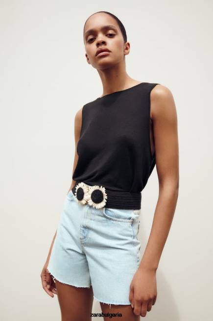 Zara облекло 66FT611 Жени z1975 шорти с висока талия светло синьо