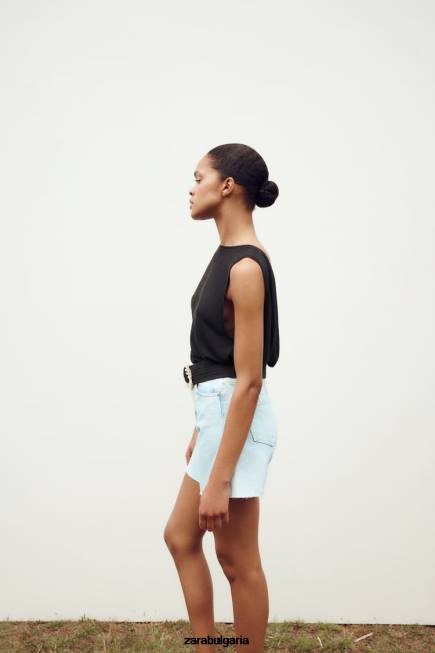 Zara облекло 66FT611 Жени z1975 шорти с висока талия светло синьо