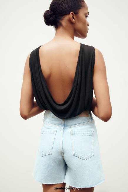 Zara облекло 66FT611 Жени z1975 шорти с висока талия светло синьо