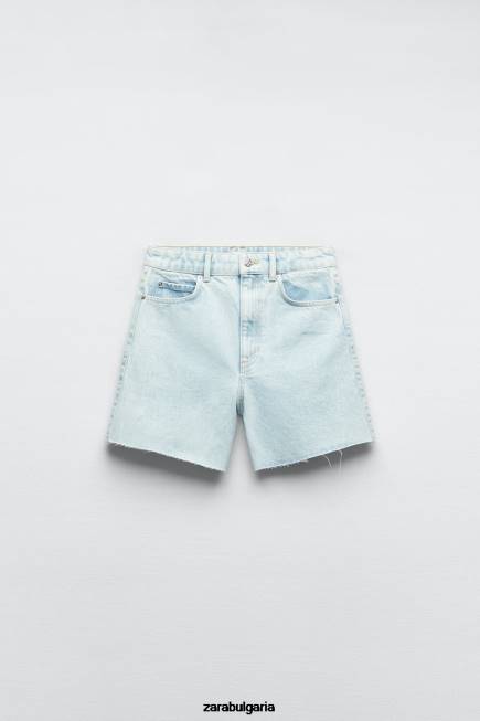 Zara облекло 66FT611 Жени z1975 шорти с висока талия светло синьо