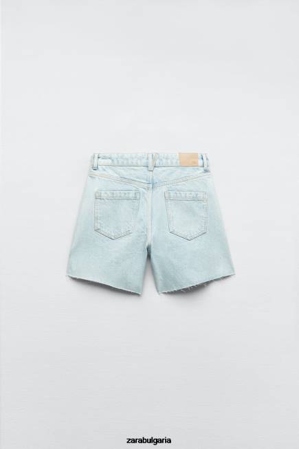 Zara облекло 66FT611 Жени z1975 шорти с висока талия светло синьо