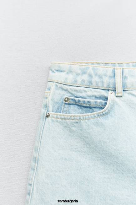 Zara облекло 66FT611 Жени z1975 шорти с висока талия светло синьо